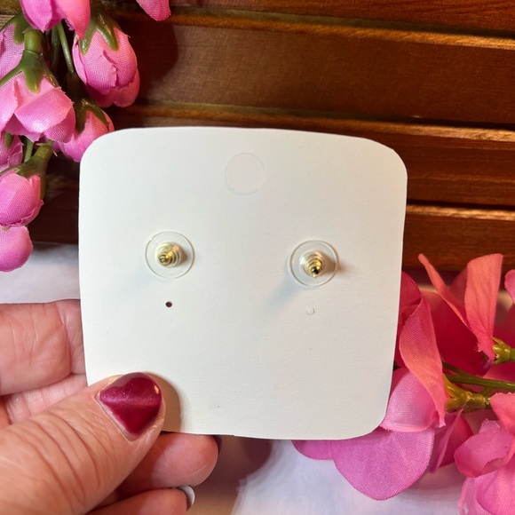 Pierced Drop Earrings. Pearlescent White Rose withI Imitation Pearl. - Picture 8 of 9